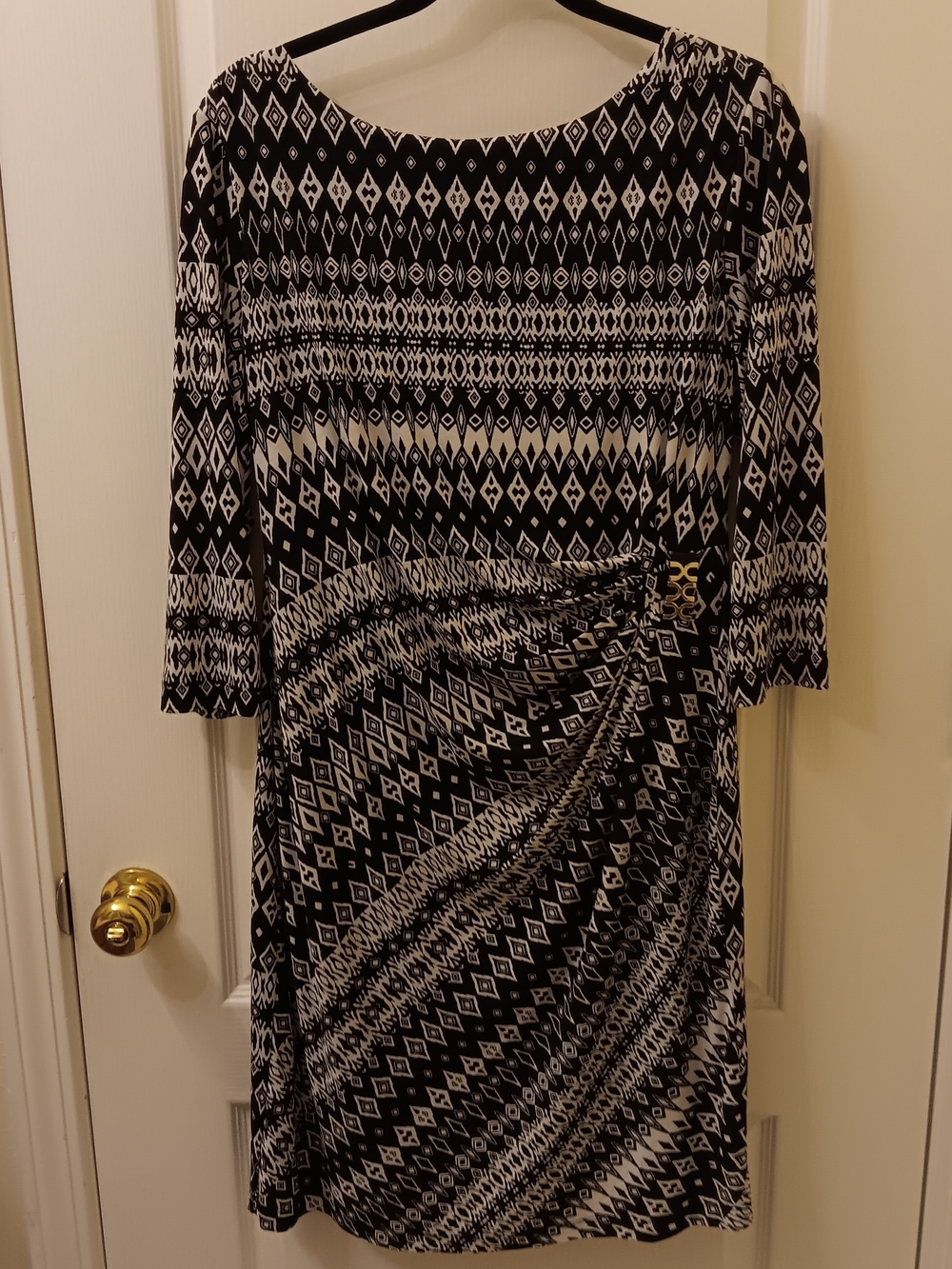 Black and White Geometric Print Women's Dress